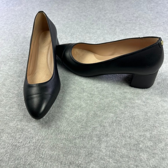 Cole Haan Shoes - Cole Haan W16074 The Go-To Black Waterproof Leather Block Heel Pumps Women's 7.5